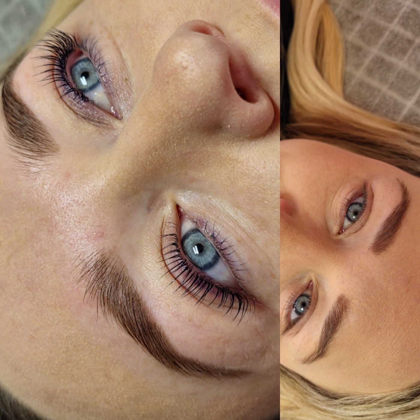 Lifted lashes and defined brows